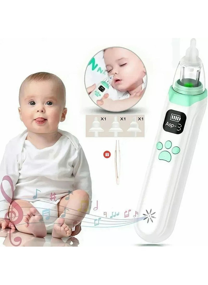 Automatic Baby Nasal Aspirator Nasal Vacuum Cleaner For Infant Safety Electric Silent Cleaner - White/Green