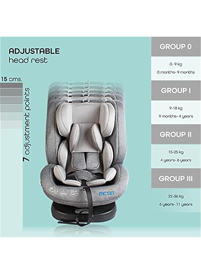 Rover Car Seat – Baby Travel Gear Group 0-1-2-3 – 360 Degree Baby Carrier Car Seat w/Isofix – 0-12yr Baby Safety Products – Rear & Forward Convertible Car Accessories - Grey