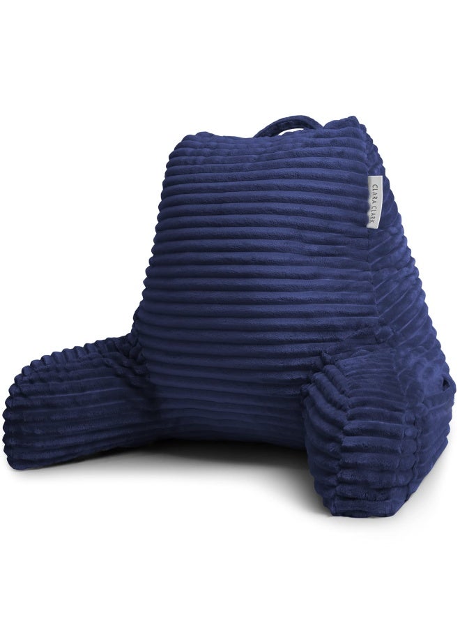 Reading Pillow For Bed Adult – Back Pillow For Sitting In Bed Standard Plush Bed Pillows For Sitting Up In Bed Shredded Foam Bed Chair Pillow With Arms And Pockets Navy Bed Rest Pillow