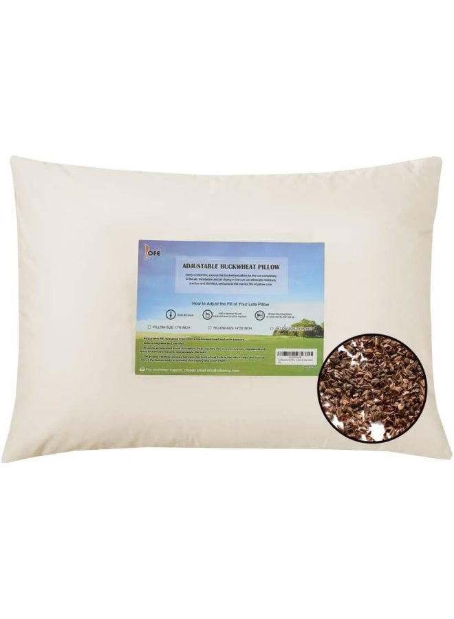 Organic Buckwheat Pillow For Sleeping Queen Size 20''X26'' Adjustable Lo Feet Breathable For Cool Sleep Cervical Support For Back And Side Sleepers Tartary Buckwheat Hulls