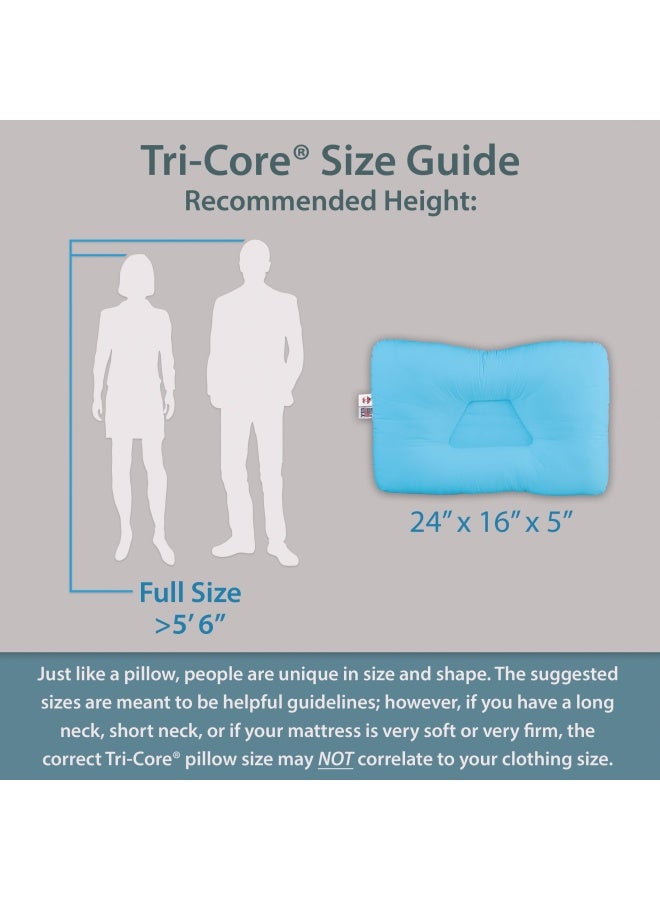 Fib 2001 Tri Core Cervical Support Pillow Full Size Standard Firm Blue