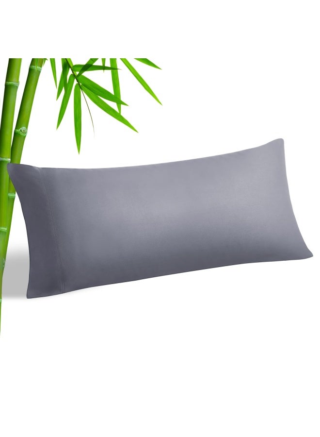 Body Pillow Case Cover  Rayon Made From Bamboo  Cooling Body Pillow Cover For Hot Sleepers And Night Sweats  Breathable And Silky Soft Full Long Pillow Case  Grey  20X54 Inches