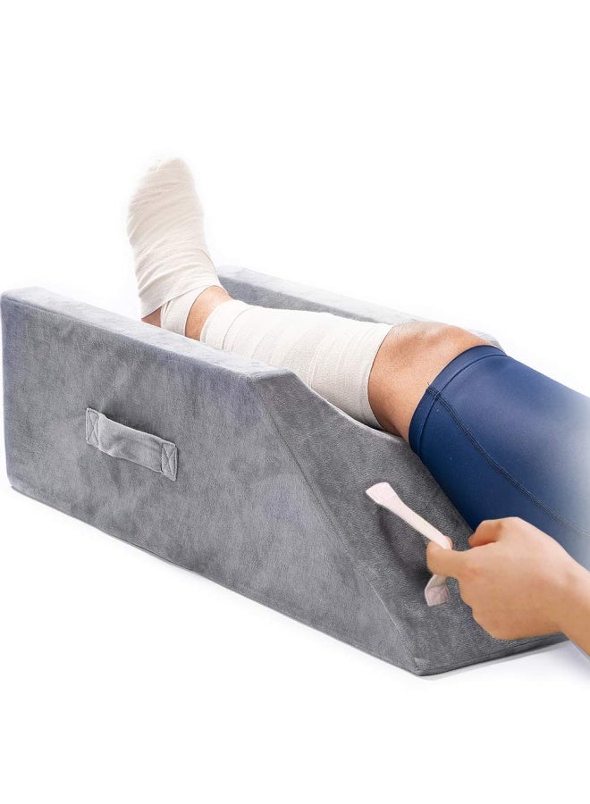 Memory Foam Leg Support And Elevation Pillow W Dual Handles For Surgery Injury Or Rest