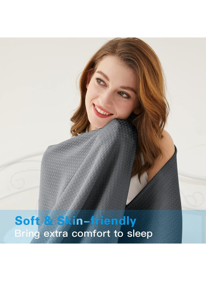 Cooling Blanket 100% Rayon Derived From Bamboo Cool Summer Blanket For Hot Sleepers Soft Comfy Lightweight Blankets For All Seasons Best Gi Feet Idea Dark Grey 79×91In
