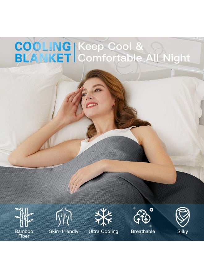 Cooling Blanket 100% Rayon Derived From Bamboo Cool Summer Blanket For Hot Sleepers Soft Comfy Lightweight Blankets For All Seasons Best Gi Feet Idea Dark Grey 79×91In
