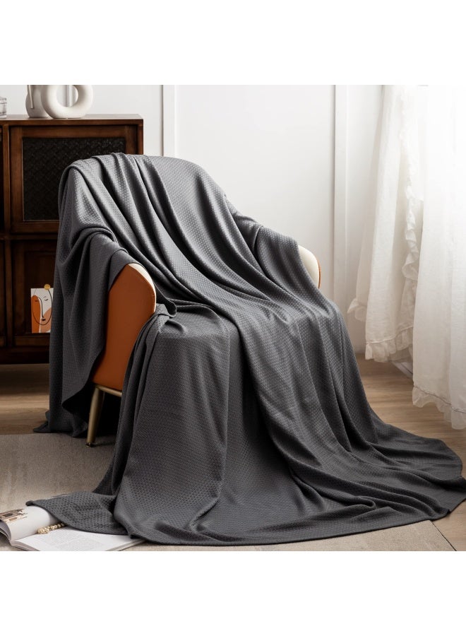 Cooling Blanket 100% Rayon Derived From Bamboo Cool Summer Blanket For Hot Sleepers Soft Comfy Lightweight Blankets For All Seasons Best Gi Feet Idea Dark Grey 79×91In