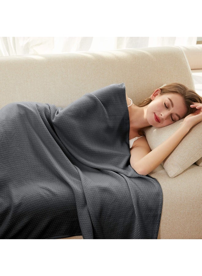 Cooling Blanket 100% Rayon Derived From Bamboo Cool Summer Blanket For Hot Sleepers Soft Comfy Lightweight Blankets For All Seasons Best Gi Feet Idea Dark Grey 79×91In
