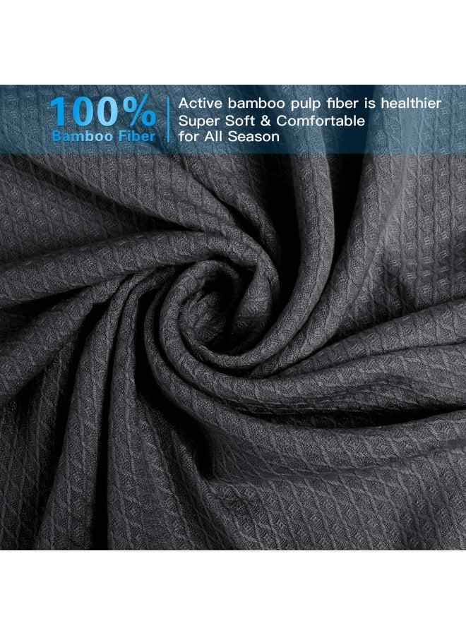 Cooling Blanket 100% Rayon Derived From Bamboo Cool Summer Blanket For Hot Sleepers Soft Comfy Lightweight Blankets For All Seasons Best Gi Feet Idea Dark Grey 79×91In
