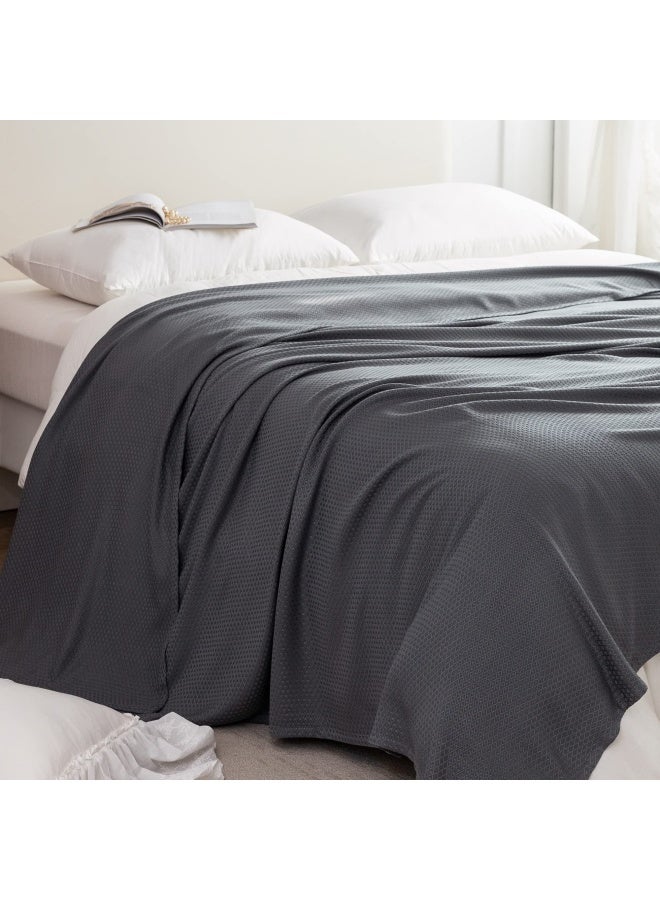 Cooling Blanket 100% Rayon Derived From Bamboo Cool Summer Blanket For Hot Sleepers Soft Comfy Lightweight Blankets For All Seasons Best Gi Feet Idea Dark Grey 79×91In