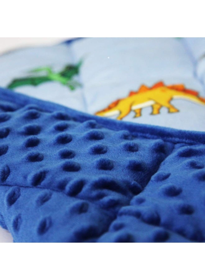 Weighted Lap Pad For Kids 5 Pound Travel Size Mini Weighted Lap Blanket Blue Dinosaur 16 X22 For Kids Boys Sensory Gifts