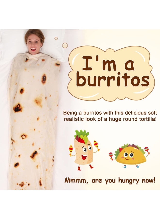 Burritos Tortilla Throw Blanket 2.0 Double Sided 80 Inches For Adult And Kids Giant Funny Realistic Food Blanket 285 Gsm Novelty Soft Flannel Taco Blanket Yellow Blanket-Double Sided