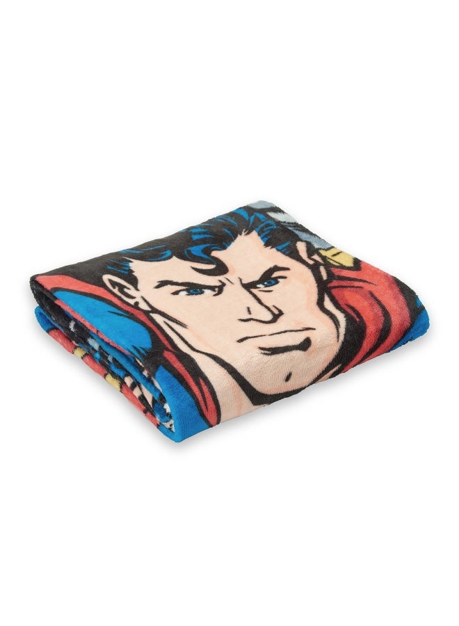 Dc Comics Justice Micro Raschel Throw Blanket  46  X 60   Multi Color  1 Count  League Trio