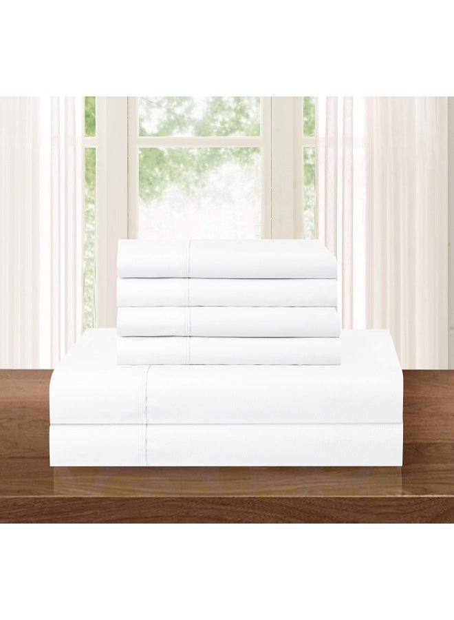 1500 Series Ultra Silky Soft Luxury 4 Pieces Sheet Set  Deep Pocket Up To 16  - Wrinkle Resistant - All Size And Colors  Full White