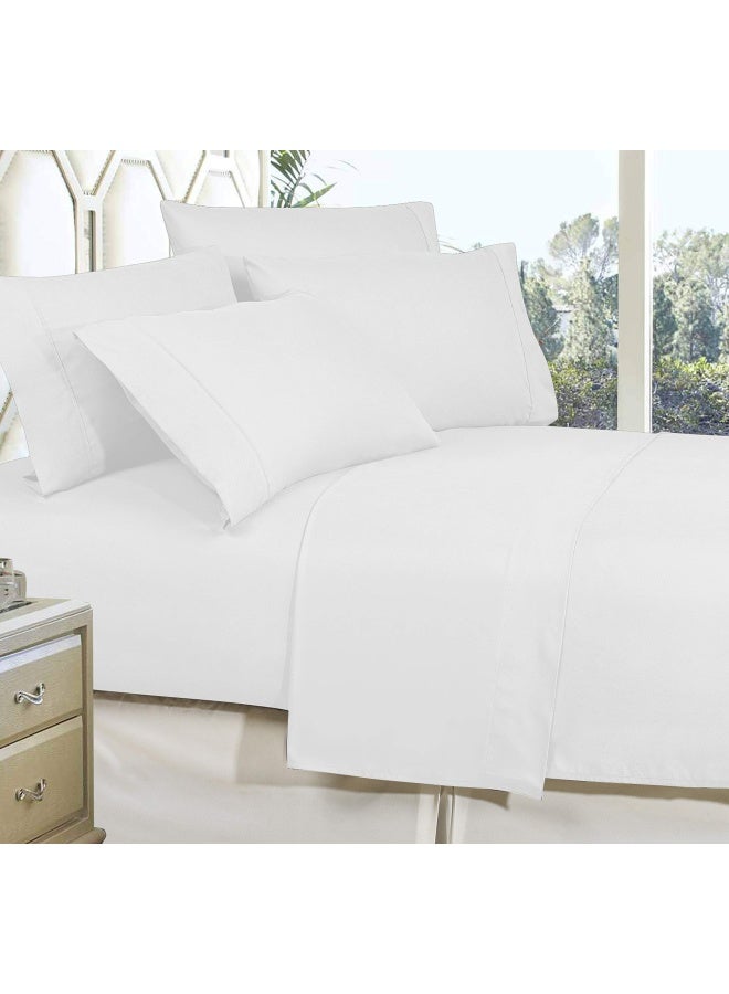 1500 Series Ultra Silky Soft Luxury 4 Pieces Sheet Set  Deep Pocket Up To 16  - Wrinkle Resistant - All Size And Colors  Full White