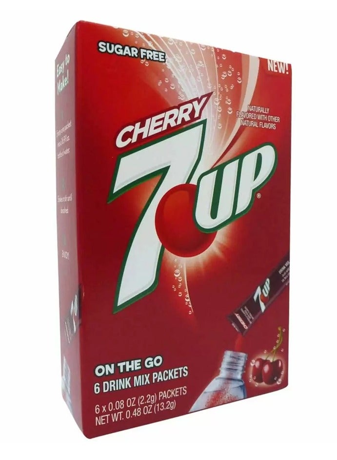7Up Cherry sugar free natural flavour Drink Mix box of 6 sticks(2.2 gm) per stick