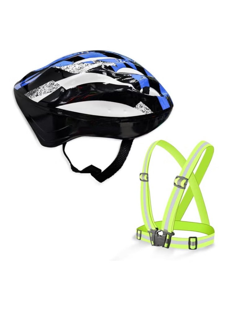 Reflective Safety Jacket & Safety Helmet Adjustable Vest Belt and Breathable Helmet Scooter & Cycling Bicycle Helmet