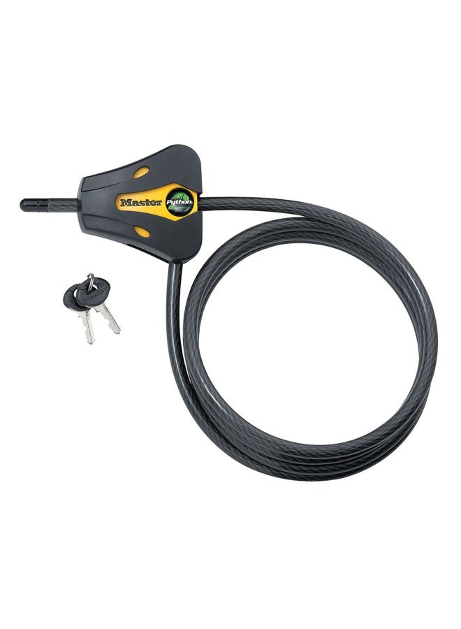 Master Lock 8419Dpf Python Cable Lock With Key  1 Pack  Black And Yellow  6  X 5 16  Diameter