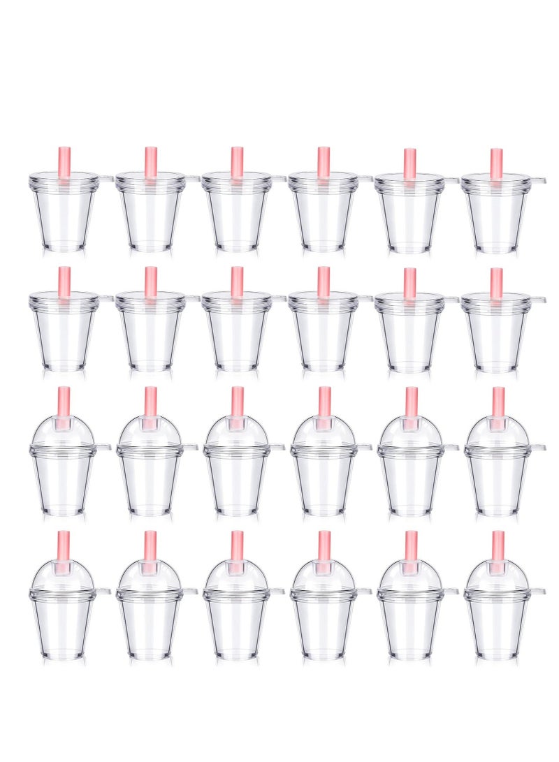 24 Pieces Accessories Plastic Coffee Cups, Mini Coffee Cups with Lids Ice Cream Cup Pendant Charms, Suitable for Doll Crafts Accessories (1.7 x 2.4 Inch)