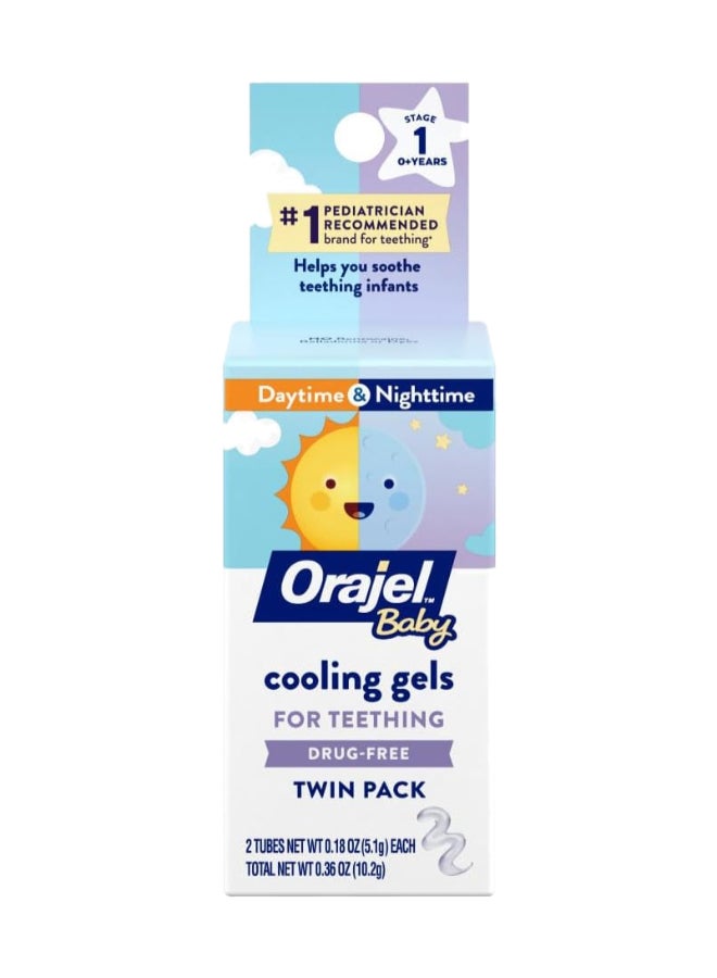 2-Tubes Daytime And Nighttime Non-Medicated Cooling Gels For Teething Two Tubes