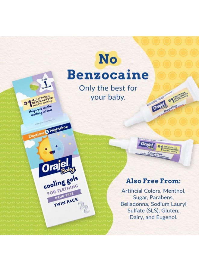 2-Tubes Daytime And Nighttime Non-Medicated Cooling Gels For Teething Two Tubes