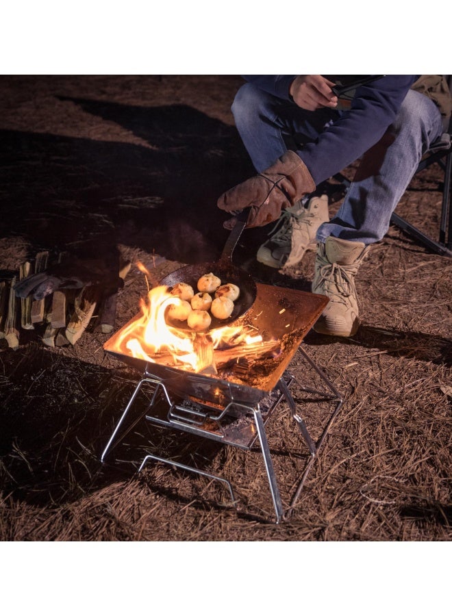 Campingmoon Stainless Steel Foldable Camping Grills Portable Wood Burning Charcoal Grill 14 Inch With Carrying Bag Mt 2