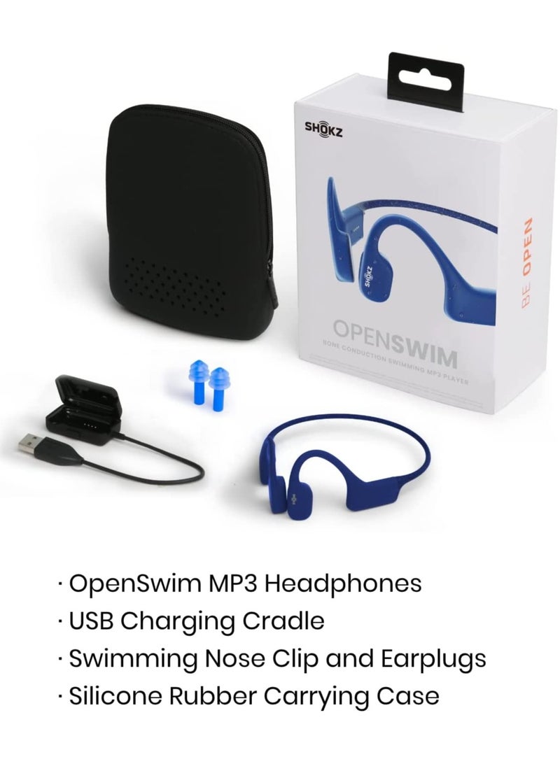 Openswim - Bone Conduction Open-Ear MP3 Swimming Headphones Blue