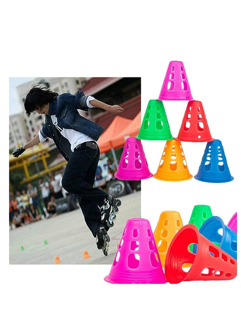 Marker Cone,Roller skating obstacle, Sport Training Traffic Cone,  Sport Space Marker, Traffic Cone Set For Kids Home Football Training Soccer (10 Pcs-Red, Yellow, Blue, Green, Pink)