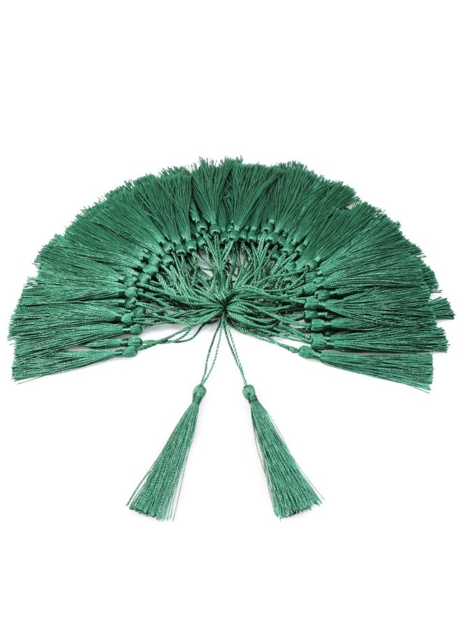 Vapker 100Pieces Green Tassels 13Cm 5 Inch Silky Handmade Soft Tassels Floss Bookmark Tassels With 2 Inch Cord Loop For Jewelry Making Diy Projects Bookmarks