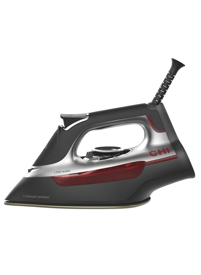 Steam Iron For Clothes With 300 Holes For Powerful Steaming Temperature Guide Dial 1700 Watts Xl 10 Cord 3-Way Auto Shutoff Titanium Infused Ceramic Soleplate Silver