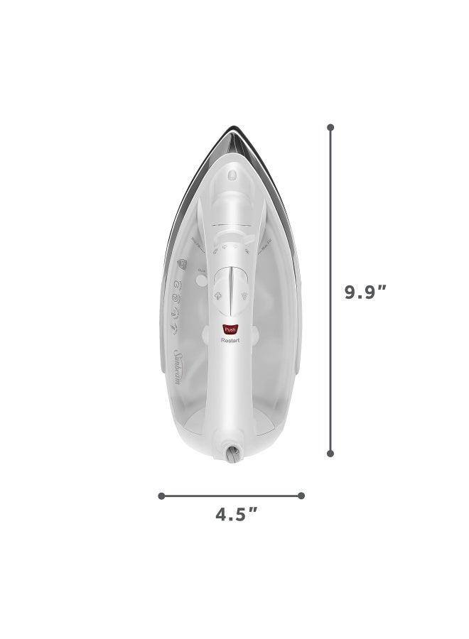 Classic 1200 Watt Mid Size Anti Drip Non Stick Soleplate Iron With Shot Of Steam Vertical Shot Feature And 8 360 Degree Swivel Cord White Clear Gcsbcl 317 000