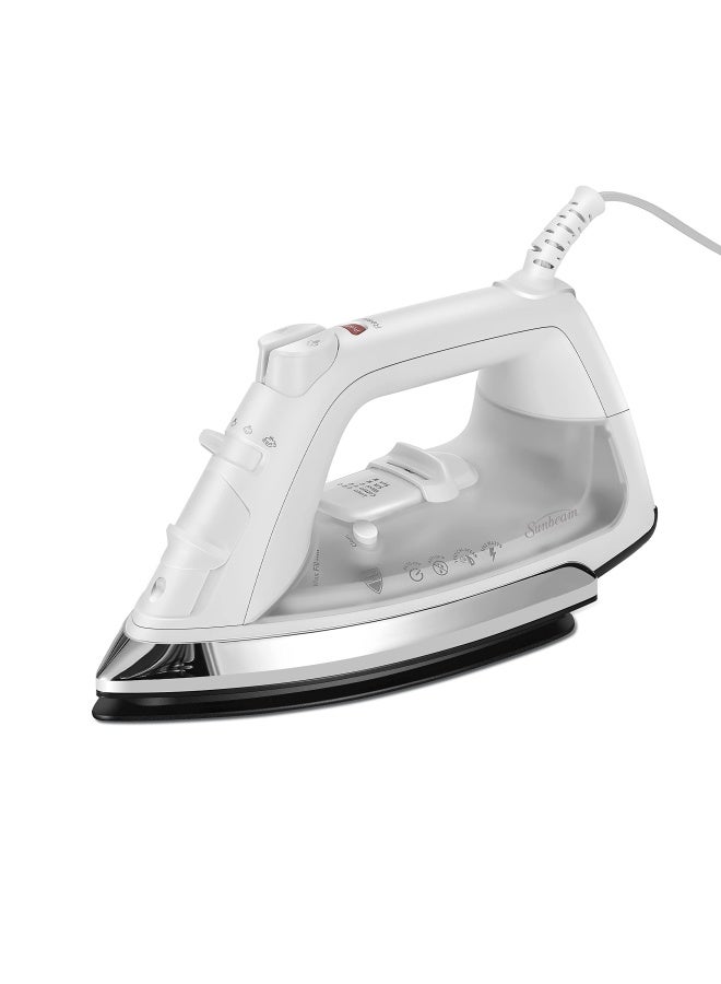 Classic 1200 Watt Mid Size Anti Drip Non Stick Soleplate Iron With Shot Of Steam Vertical Shot Feature And 8 360 Degree Swivel Cord White Clear Gcsbcl 317 000