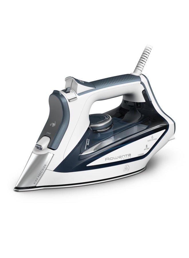 Rowenta Iron Focus Stainless Steel Soleplate Steam Iron For Clothes 400 Microsteam Holes Powerful Steam Blast Leakproof Lighweight 1725 Watts Ironing Blue Clothes Iron Dw5280