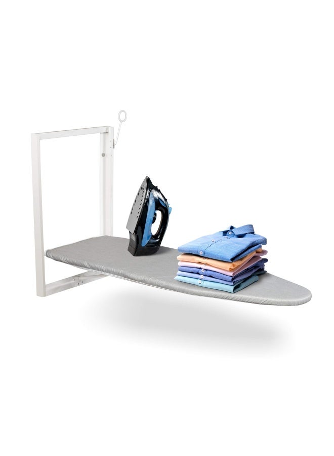 Wall-Mounted Ironing Board  Foldable 36.2 X 12.2 Ironing Station For Home Apartment And Small Spaces  Sturdy Folding Board Easy-Release Lever Removable Cotton Cover And Mounting Hardware