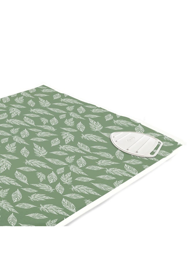 Encasa Homes Ironing Mat/Pad Large 48 Inch X28 Inch With 3Mm Padding And Silicone Iron Rest For Steam Pressing On Tabletop Or Bed Heat Resistant Portable Quilting And Travel Blanket Big Leaves Green