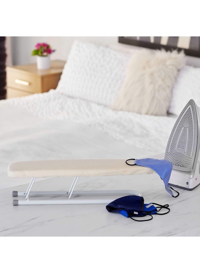 Basic Sleeve Mini Ironing Board  Natural Cover And White Finish  4.5 X 20 Ironing Surface