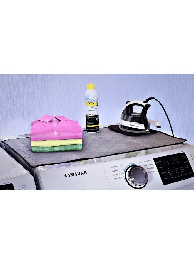 Magnetic Ironing Mat - Change Any Flat Surface Into An Ironing Board. Features A Silicone Slip Resistant Iron Rest To Safely Place Your Hot Iron. Easy To Take Along When Traveling. 19.5 X 28 Inches