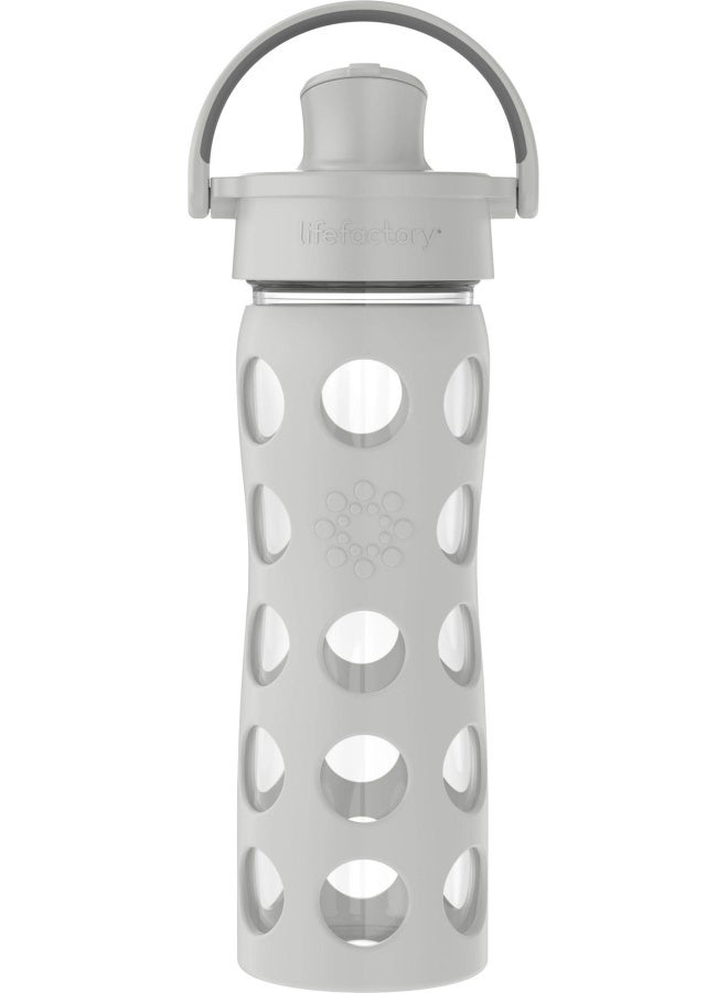 Lifefactory 16Oz Active Flip Cap  Cool Grey Glass Water Bottle