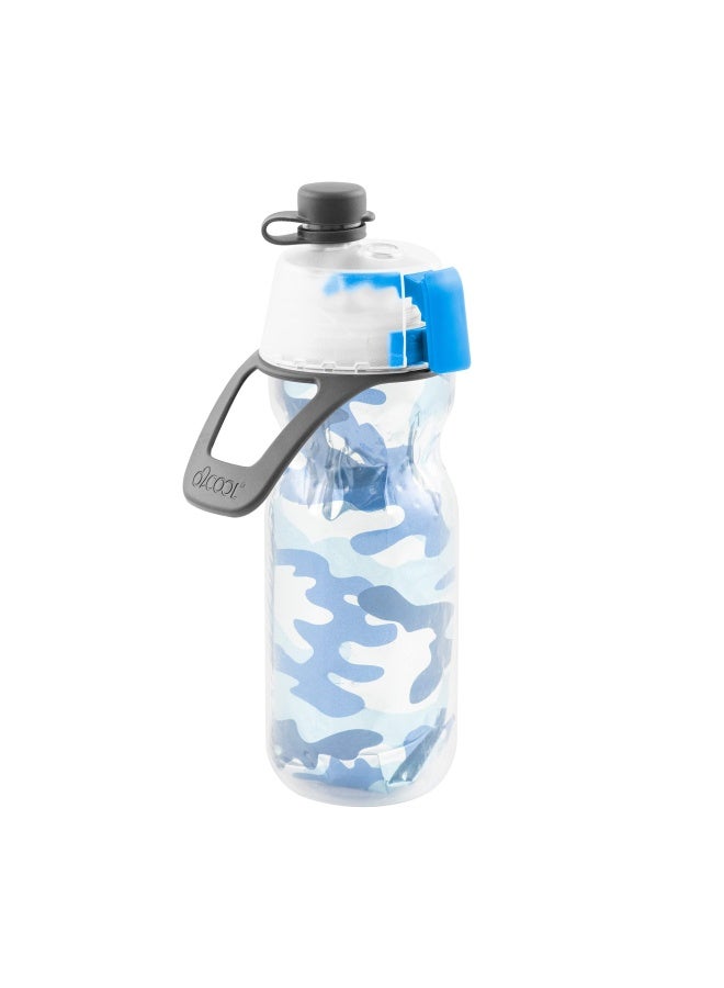O2Cool Mist  N Sip Misting Water Bottle 2-In-1 Mist And Sip Function With No Leak Pull Top Spout  Blue Camo