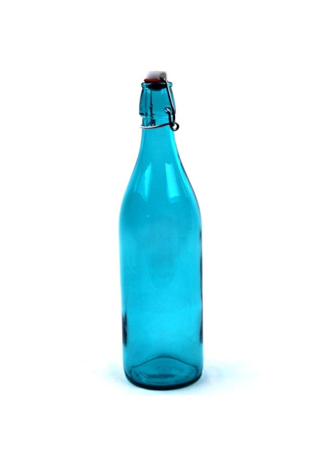 KC99783 Giara Sky Blue Glass Bottle with Stopper 33 3 4oz  18 8 Stainless Steel