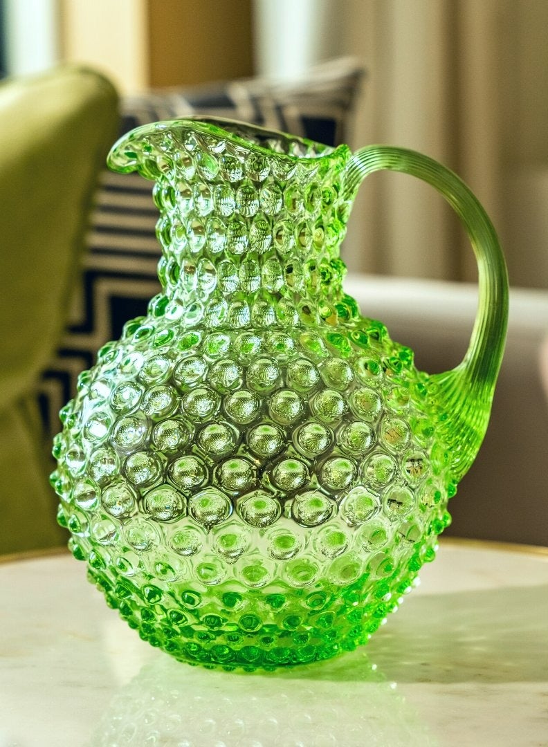 Seaglass Green Hand-blown Water Jug - Timeless Elegance for Any Setting