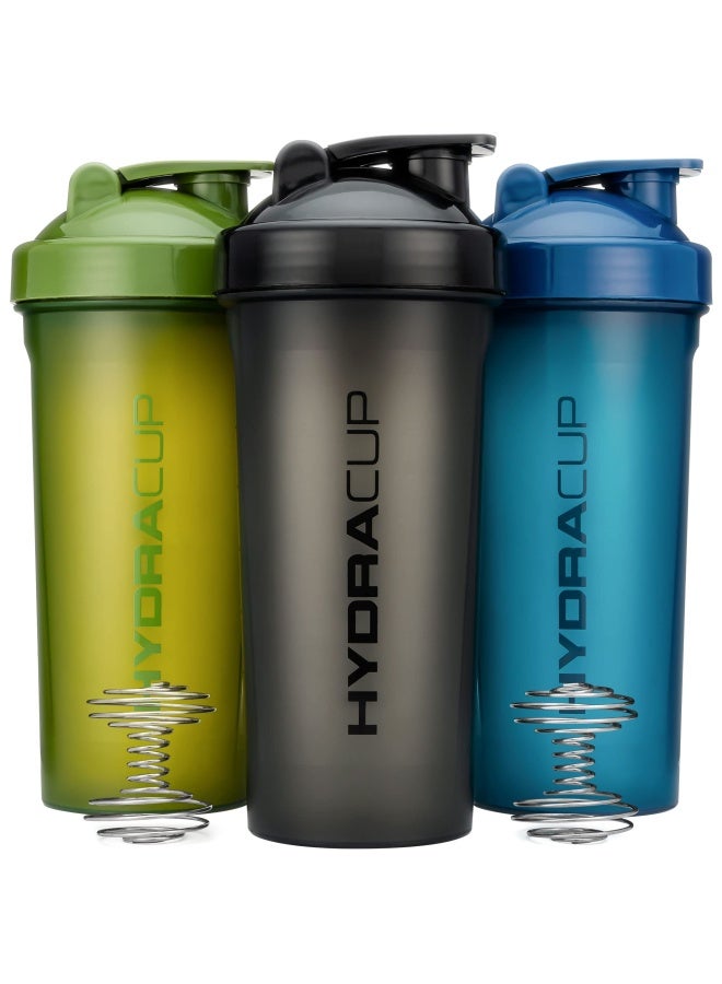 Hydra Cup 3 Pack - Extra Large Shaker Bottle  45-Ounce Shaker Cup With Dual Blenders For Mixing Protein  From