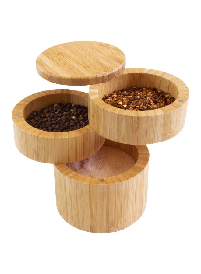 Three Tier Salt Box  - Totally Bamboo Triple Salt Box  Three Tier Bamboo Storage Box With Magnetic Swivel Lids