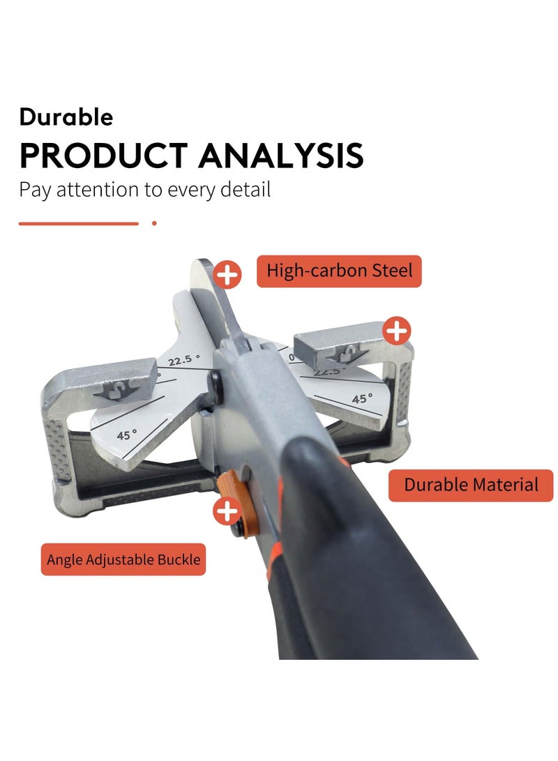 Miter Shears for Shoe Molding & Quarter Round - Adjustable Angle Cutting Tool, 1/4 Cutter Hand Tool for Molding Crafting, Angles at 22.5, 45, 90, 112.5, 135 Degrees