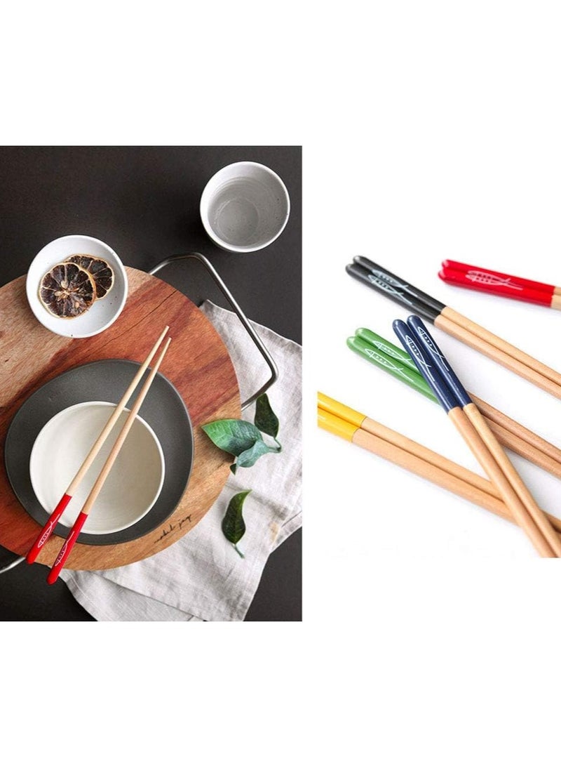 5 Pairs Reusable Chopsticks Set Lightweight Different Style Chop Sticks Utensils, Wooden Chinese Japanese Korean Chopsticks, Family Use Gift Set for Sushi, Noodles, Rice, Camping