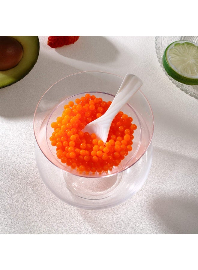 Glass Caviar Chiller Server Set Caviar Spoons 3.2 Inch Shell Spoon Mother Of Pearl Caviar Spoons Round Handle For Caviar  Egg  Ice Cream  Coffee  Restaurant Serving  6 Pieces