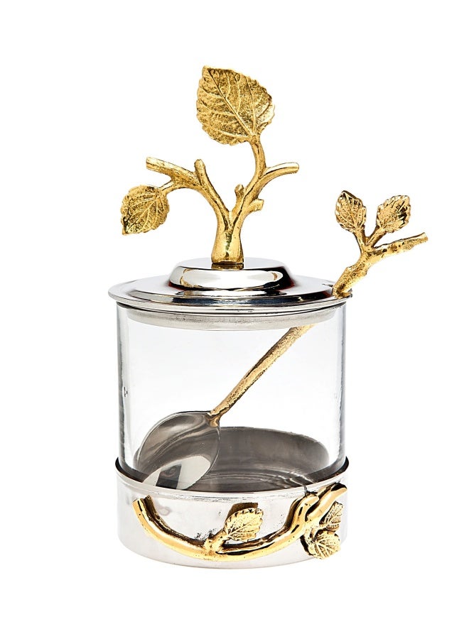 Godinger Silver Art Leaf Jam Jar With Spoon