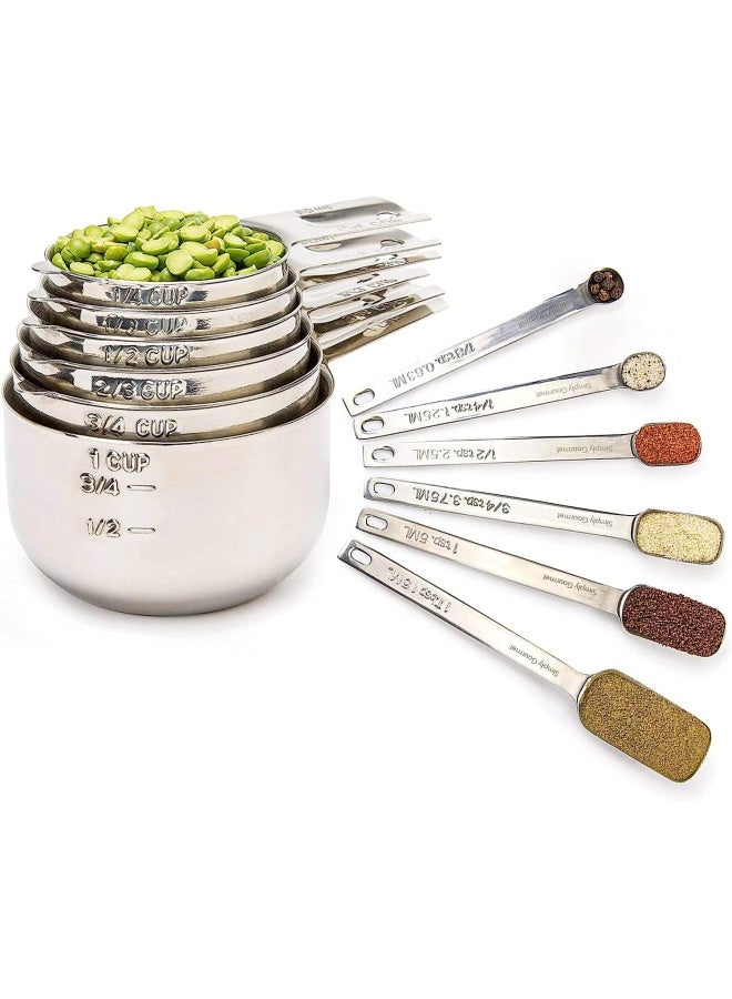 Simply Gourmet  Measuring Cups and Measuring Spoons Set Stainless Steel Measuring Cups and Spoons Set of 12.