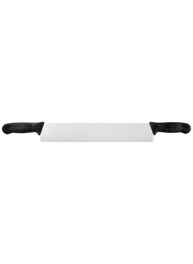 Double Handle Cheese Knife   15 Inch Blade   5  Black Plastic Handles   Use For Cheeses  Cakes  Vegetables  Soaps  Etc.