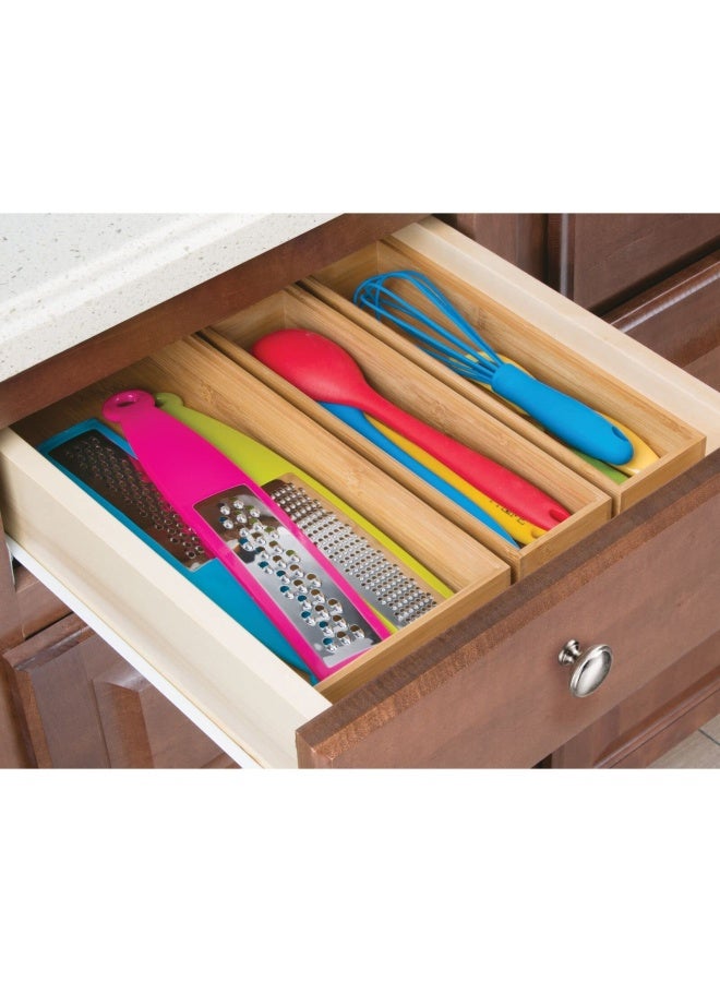 Wooden Bamboo Kitchen Drawer Organizer Box Tray Stackable Storage For Drawers Cabinets Shelves Pantry Or Counter Hold Utensils And Appliances Echo Collection 2 Pack Natural Wood