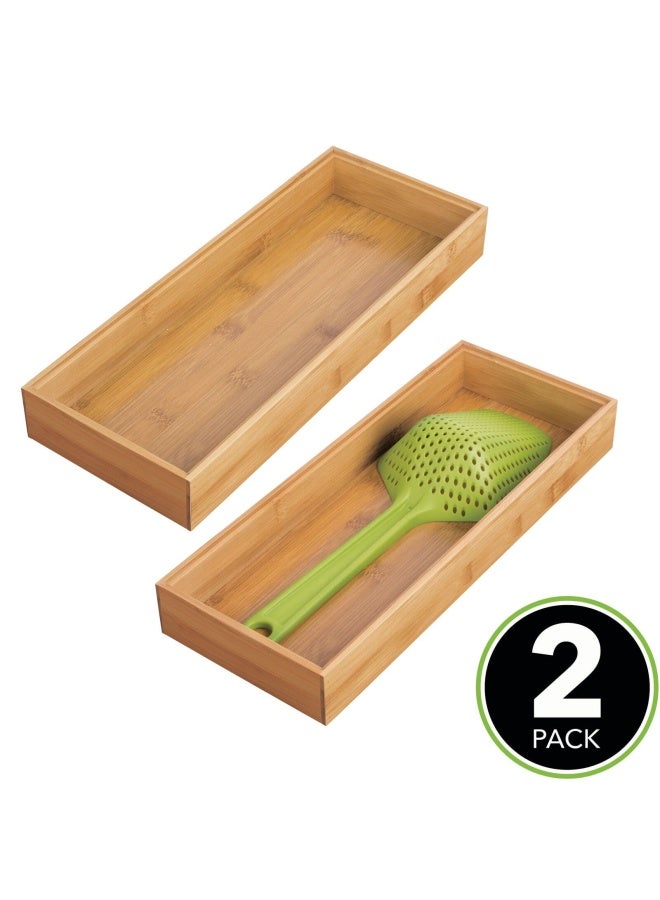 Wooden Bamboo Kitchen Drawer Organizer Box Tray Stackable Storage For Drawers Cabinets Shelves Pantry Or Counter Hold Utensils And Appliances Echo Collection 2 Pack Natural Wood